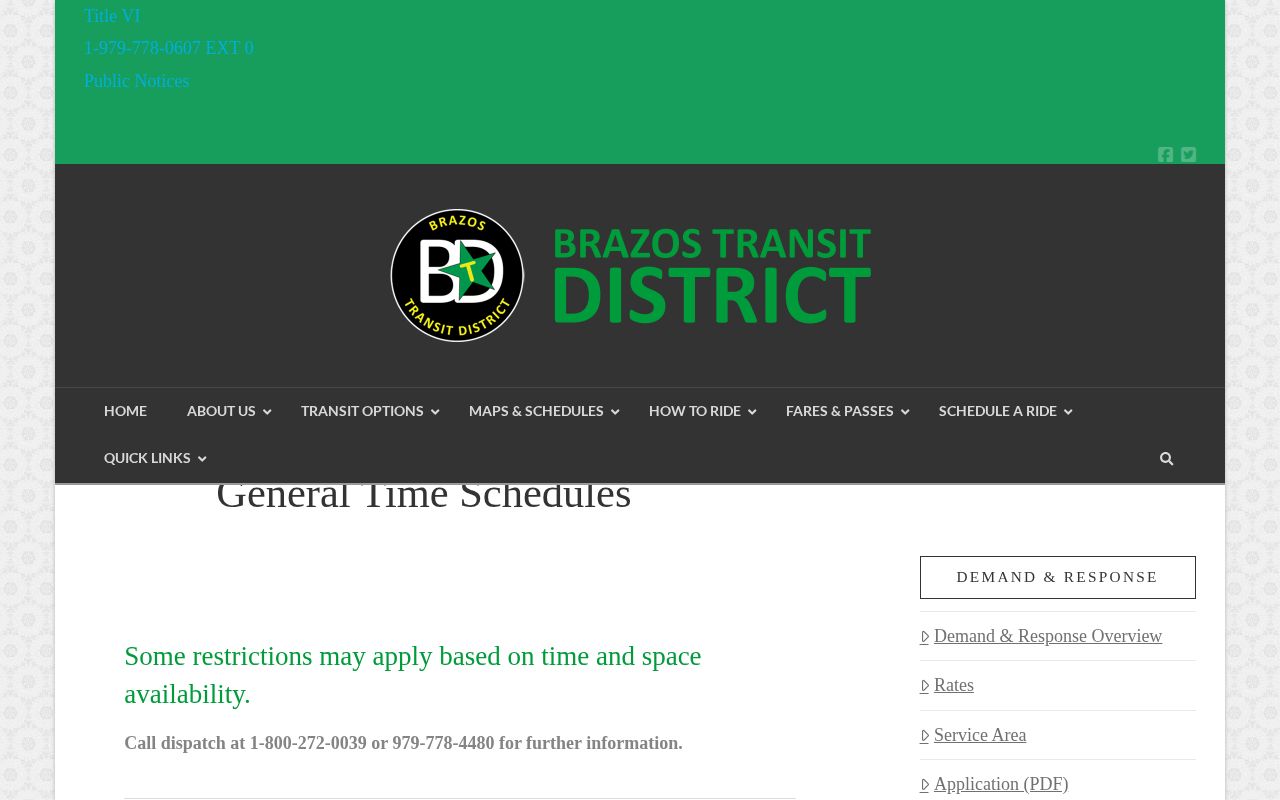 Brazos Transit District demand-response schedule serving Leon County