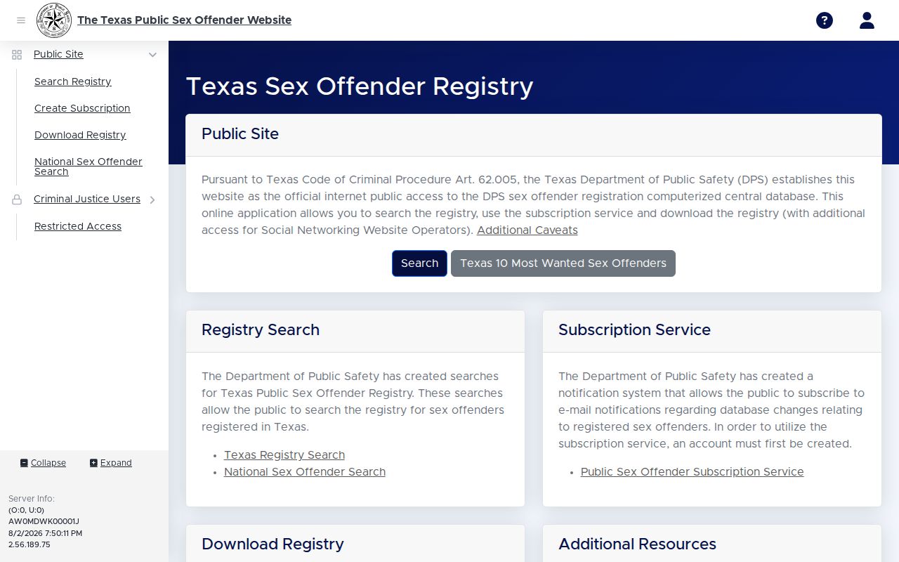 Texas DPS public sex offender registry search